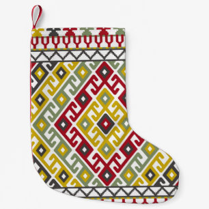 Calcetín Navideño Pequeño Geométrica turca india: mosaico de fondo vintage