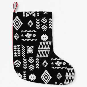 Calcetín Navideño Pequeño Geométrico tribal: fondo elegante y sin costuras.