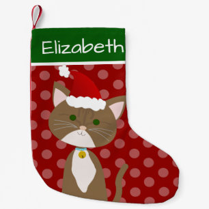 Calcetín Navideño Pequeño Ginger Tabby Gato Pequeños Navidades en fila