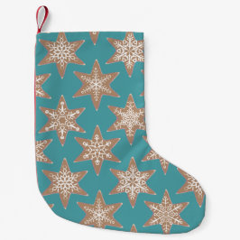 Calcetín Navideño Pequeño Gingerbread Stars Christmas Stocking (Green)