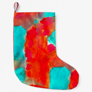 Calcetín Navideño Pequeño Girafa sin foco, azul, acuarela naranja