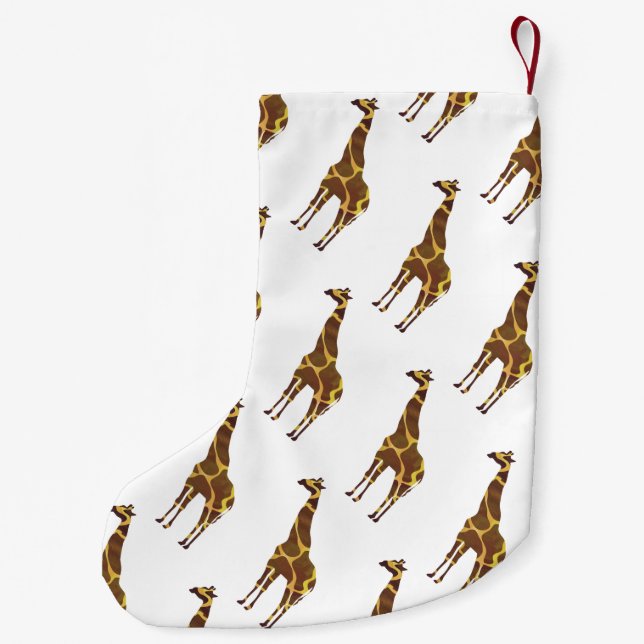 Calcetín Navideño Pequeño Giraffe Brown y la silueta amarilla (Reverso)