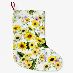 Calcetín Navideño Pequeño Girasol al Acuarela 7