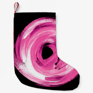 Calcetín Navideño Pequeño Giro rosa abstracto de acuarela