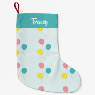 Calcetín Navideño Pequeño globos fiestas en azul