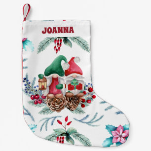 Calcetín Navideño Pequeño Gnome con gorra rojo y verde