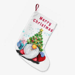Calcetín Navideño Pequeño Gnome con Navidades de regalo