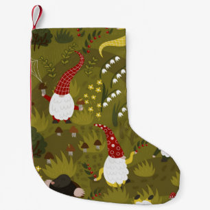 Calcetín Navideño Pequeño Gnomes Jardín: Fauna de Flora Humorosa.