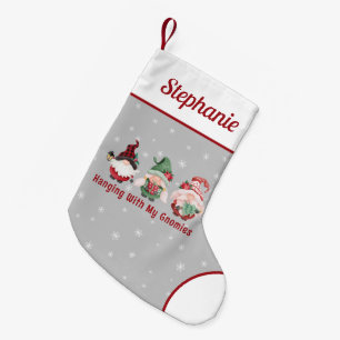 Calcetín Navideño Pequeño Gnomo de Navidad Personalizado Lindo