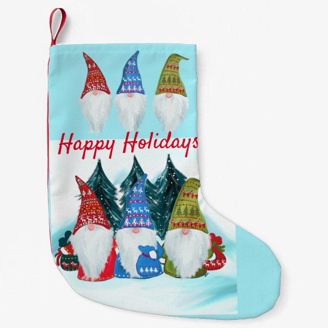 Calcetín Navideño Pequeño Gnomos Navideños (Anverso)