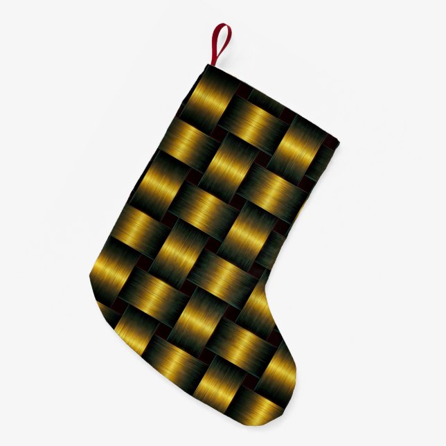 Calcetín Navideño Pequeño Golden Christmas Stocking Gold Lattice (Frente (Colgado))