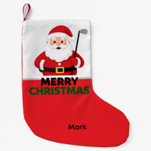 Calcetín Navideño Pequeño Golf Santa Golfer con Feliz Navidad