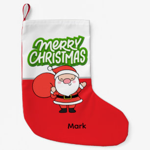 Calcetín Navideño Pequeño Golf Santa Golfer con Feliz Navidad