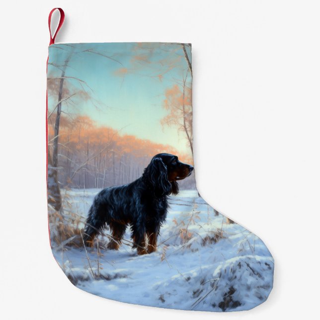 Calcetín Navideño Pequeño Gordon Setter Let It Snow Navidades (Anverso)
