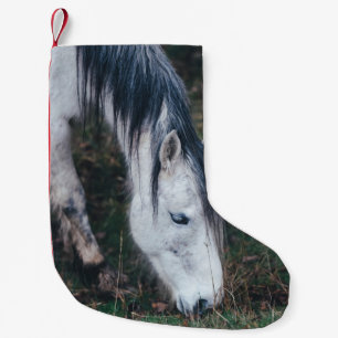 CALCETÍN NAVIDEÑO PEQUEÑO GRACIAS AL CABALLO GRIS EN UN DÍA DE OTOÑO