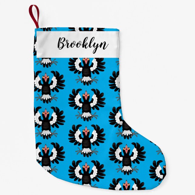 Calcetín Navideño Pequeño Gracioso ilustracion de personalizado magpie austr (Anverso)