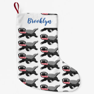 Calcetín Navideño Pequeño Gracioso ilustracion personalizado de insignia con