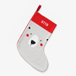 Calcetín Navideño Pequeño Gracioso oso oso polar personalizado para niños