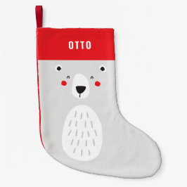 Calcetín Navideño Pequeño Gracioso oso polar lindo personalizado de los niño