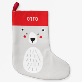 Calcetín Navideño Pequeño Gracioso oso polar lindo personalizado de los niño