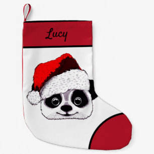 Calcetín Navideño Pequeño gracioso panda lindo en Navidades