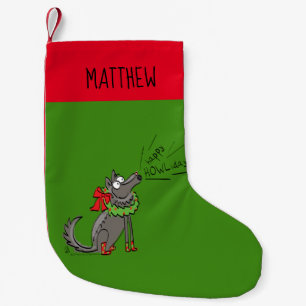 Calcetín Navideño Pequeño Graciosos Navidades Lobo Felices Fiestas