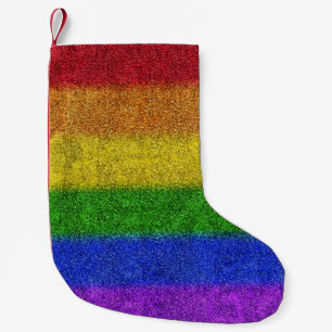 Calcetín Navideño Pequeño Gradiente de Purpurina de arcoiris caído