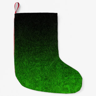Calcetín Navideño Pequeño Gradiente de Purpurina negro y verde