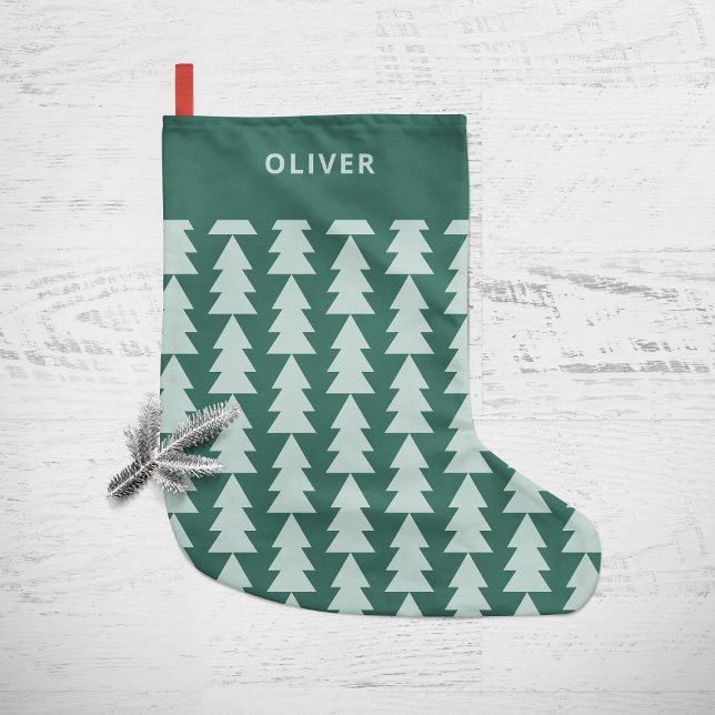 Calcetín Navideño Pequeño Gráfico de árbol de Navidad geométrico moderno (Subido por el creador)