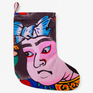 Calcetín Navideño Pequeño Gráfico sobre Kiteart tradicional japonés, kite, s