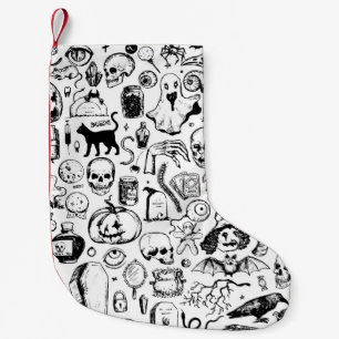 Calcetín Navideño Pequeño Gran colección de doodles de Halloween. vinta dibu