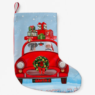 Calcetín Navideño Pequeño Gran Danés en coche con Papá Noel