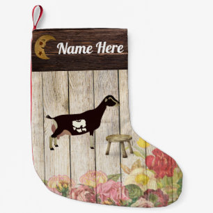 Calcetín Navideño Pequeño Granja de cabra lechera LaMancha personalizada