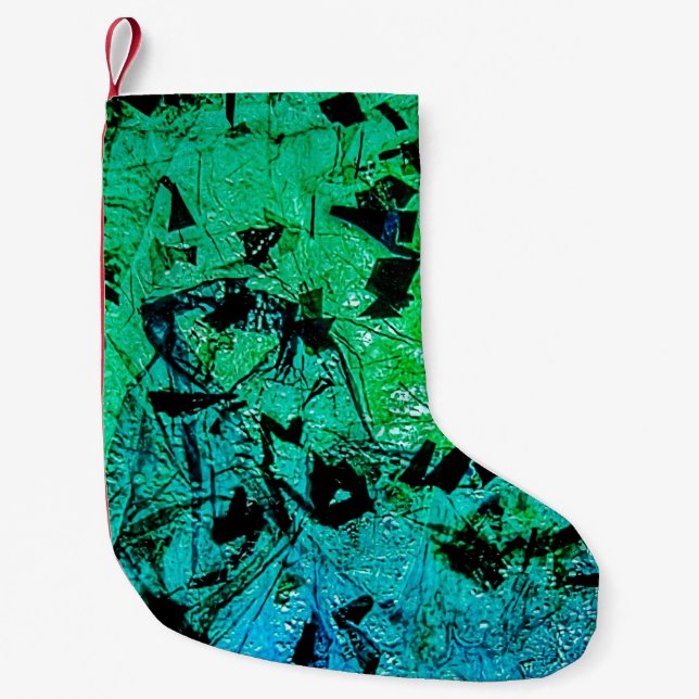Calcetín Navideño Pequeño Green abstract christmas stocking,Sweet eco green  (Anverso)