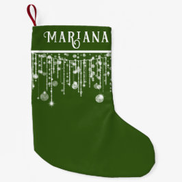 Calcetín Navideño Pequeño Green String Lights Small Navidades Stocking