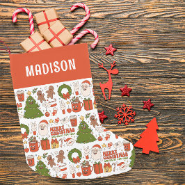 Calcetín Navideño Pequeño Groovy Hippie Retro Merry Christmas Santa Funny