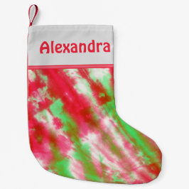 Calcetín Navideño Pequeño Groovy Tie Dye Monograma Nombre Diversión Navidade