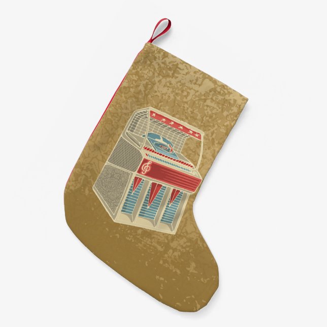 Calcetín Navideño Pequeño Grunge Jukebox (Frente (Colgado))