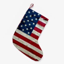 Calcetín Navideño Pequeño Guay apenó la madera de la bandera americana