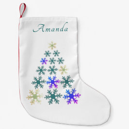 Calcetín Navideño Pequeño Guión festivo de árbol de Navidad con copo de niev