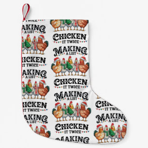 Calcetín Navideño Pequeño Haciendo Una Lista De Pollo Dos Veces Navidades Na
