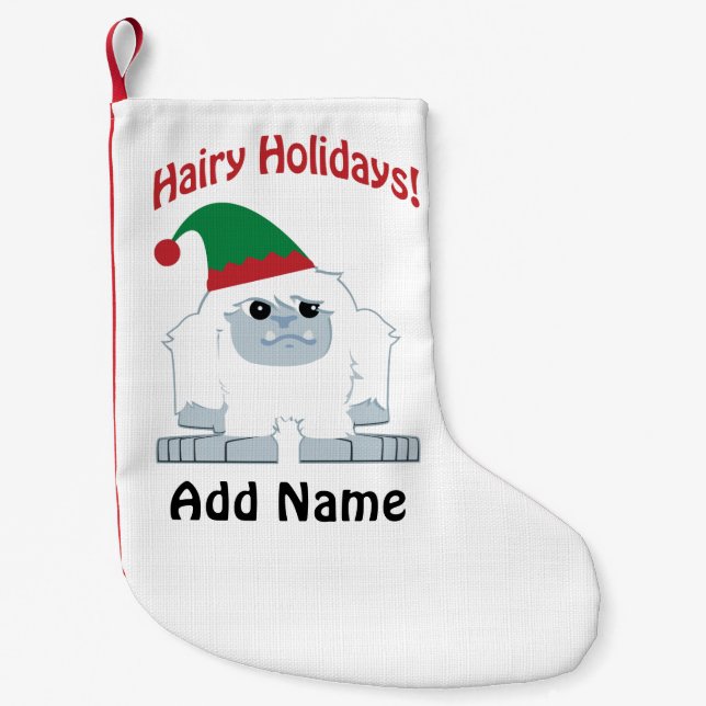 Calcetín Navideño Pequeño ¡Hairy Holidays! Navidades Yeti (Anverso)