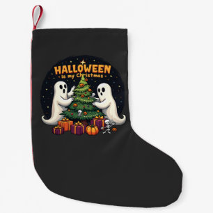 Calcetín Navideño Pequeño Halloween es mi Navidad Divertido Fantasma Navidad