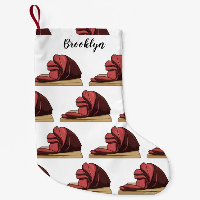 Calcetín Navideño Pequeño Ham personalizado ilustracion (Anverso)