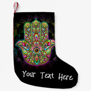 Calcetín Navideño Pequeño Hamsa Fatma Hand Psychedelic Art