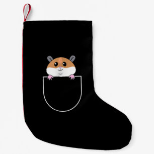 Calcetín Navideño Pequeño Hamster En Faux Pocket