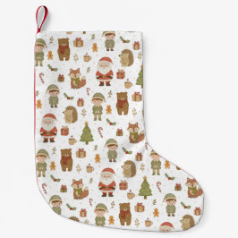 Calcetín Navideño Pequeño Hand Drawn Christmas Woodland Christmas Stocking