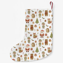 Calcetín Navideño Pequeño Hand Drawn Christmas Woodland - Christmas Stocking