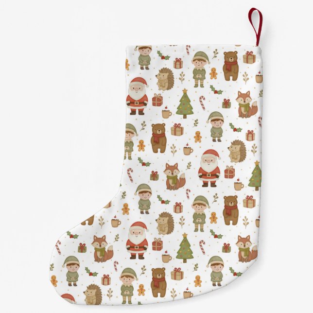 Calcetín Navideño Pequeño Hand Drawn Christmas Woodland - Christmas Stocking (Reverso)