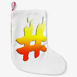 Calcetín Navideño Pequeño #HASHTAG - Símbolo de etiqueta hash en el fuego